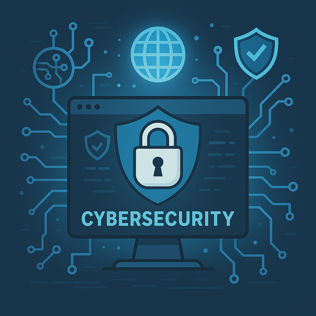 Cybersecurity concept with digital lock